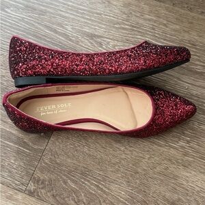 Fever Sole Glitter Ballet Flats – Burgundy Red size US 7.5 M